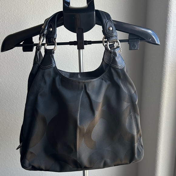 Coach Black Canvas Shoulder Bag w/ Matching Wallet - Picture 1 of 12